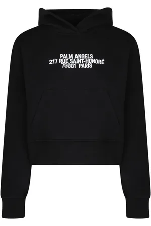 Palm Angels Sweathshirts & Hoodies, Dame, Sort, XS, Bomuld, Sort Logo Print Hættetrøje