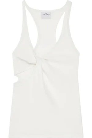 Courrèges Top, Dame, Hvid, M, Bomuld, Hvid Tank Top med Twist Detaljer