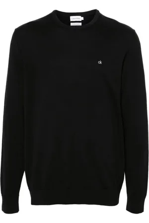 Calvin Klein Sweathshirts & Hoodies, Herre, Sort, L, Sort Logo Broderet Jumper Sweater