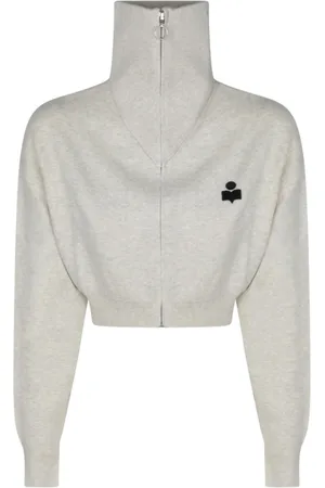 Isabel Marant Strik, Dame, Grå, S, Bomuld, Lys Grå Cardigan Sweater