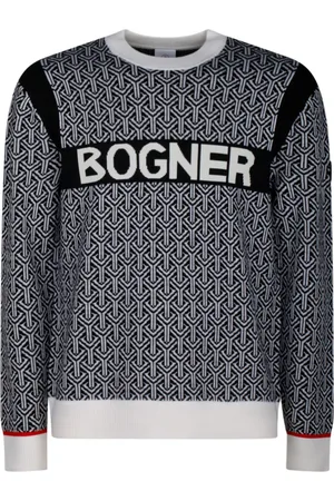 Bogner Strik, Herre, Sort, L, Uld, Hvid og Sort Jacquard Sweater