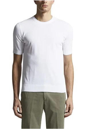 PESERICO SIGN Strik, Herre, Hvid, M, Bomuld, Ren bomulds t-shirt
