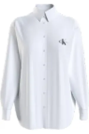 Calvin Klein Bluser & Skjorter, Dame, Hvid, XS, Hvid Monologo Afslappet Skjorte med Logo