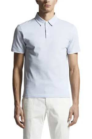 PESERICO SIGN Top, Herre, Blå, S, Bomuld, Bomuld melange jersey piqué polo shirt