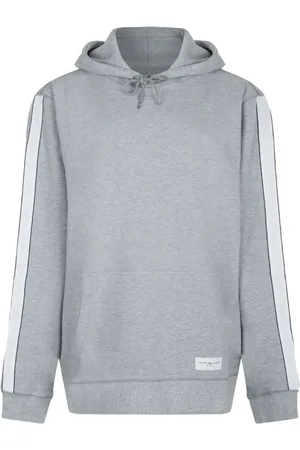 Tommy Hilfiger Sweathshirts & Hoodies, Herre, Grå, S, Bomuld, Grå hættetrøje med dekorativ stribe