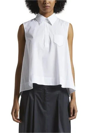 PESERICO SIGN Top, Dame, Hvid, XS, Bomuld, Poplin og bomuld voile top