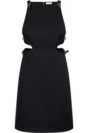 Courrèges Kjole, Dame, Sort, S, Sort Twill Slash Spænde Kjole