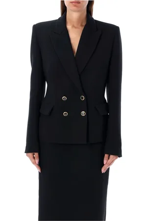 Alessandra Rich Jakke, Dame, Sort, L, Uld, Sort dobbeltradet blazer