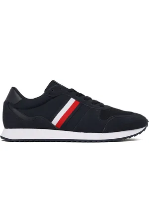 Tommy Hilfiger Sko, Herre, Sort, 48 EU, Blå Runner Sneakers med Logo Print