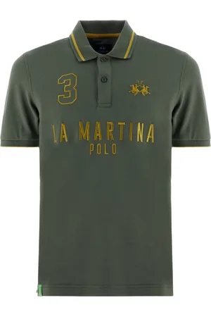 La Martina Top, Herre, Grøn, XL, Bomuld, Broderet Polo Shirt Militærgrøn