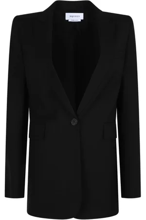 Alexander McQueen Jakke, Dame, Sort, M, Uld, Sort Voluminøs Skulder Blazer