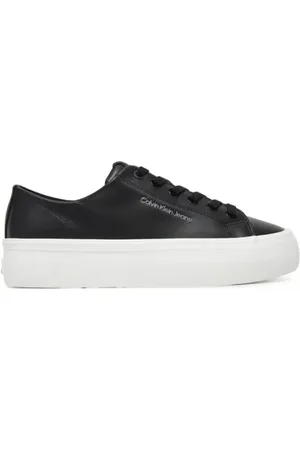 Calvin Klein Sko, Dame, Sort, 38 EU, Læder, Sort Flatform Sneakers Læder Lav Top
