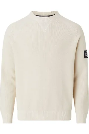 Calvin Klein Strik, Herre, , 2XS, Core Badge Sweater, Rund Hals, Logo Patch