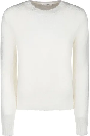 Jil Sander Strik, Dame, Hvid, 2XS, Uld, Hvid Uld Rib Striktrøje
