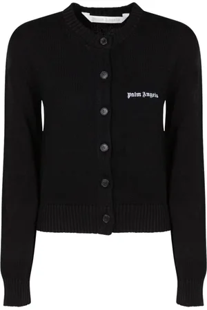 Palm Angels Strik, Dame, Sort, M, Bomuld, Sort Cropped Cardigan Sweaters