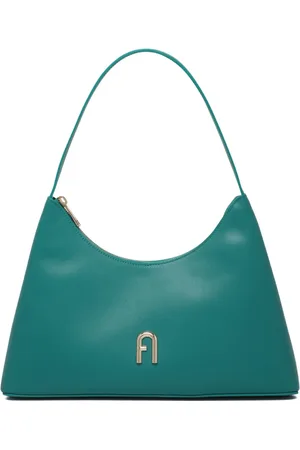 Furla Taske, Dame, Grøn, ONE SIZE, Uld, Smaragd Skuldertaske med Guld Logo