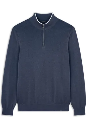 Paul & Shark Strik, Herre, Blå, 2XL, Bomuld, Kontrast trim bomuld silke sweater
