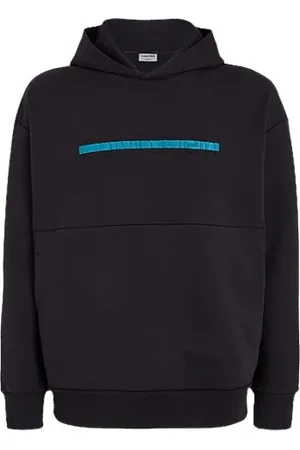 Calvin Klein Sweathshirts & Hoodies, Herre, Blå, S, Præget Logo Hoodie i Sort