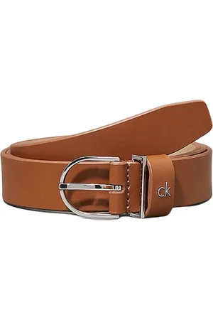 Calvin Klein Tilbehør, Dame, Brun, 80 CM, Læder, Metal Loop Round Buckle Bælte