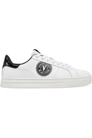 VERSACE Sko, Herre, Hvid, 45 EU, Læder, Hvide Court Sneakers SK1