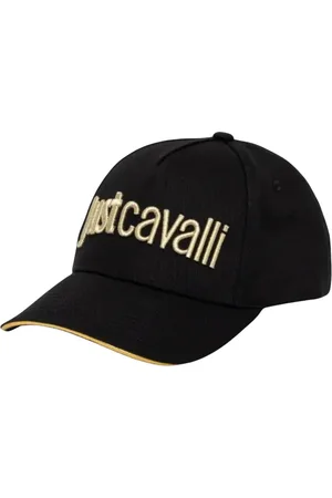 Roberto Cavalli Tilbehør, unisex, Sort, ONE SIZE, Bomuld, Broderet Logo Baseball Kasket