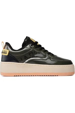 Napapijri Sko, Dame, Grøn, 41 EU, Polyester, Grøn River Sneaker med Sølvdetaljer