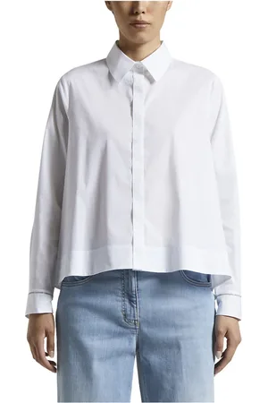 PESERICO SIGN Bluser & Skjorter, Dame, Hvid, 3XS, Bomuld, Poplin og bomuld voile skjorte