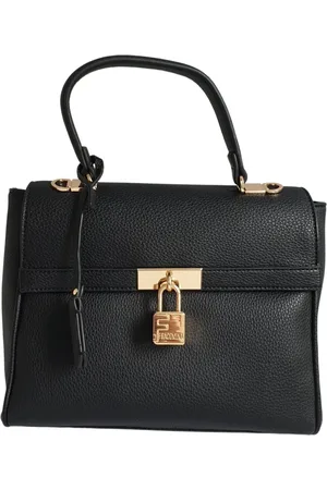 Fracomina Taske, Dame, Sort, ONE SIZE, Læder, Sort Eco-læder Crossbody Taske med Metal Detaljer