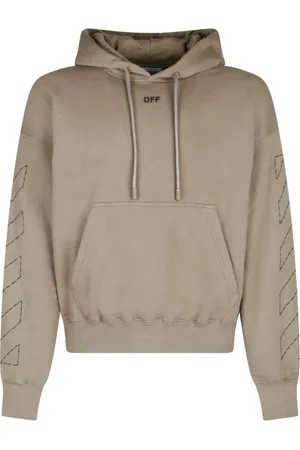 OFF-WHITE Sweathshirts & Hoodies, Herre, Brun, S, Bomuld, Bomuldshættetrøje med logo