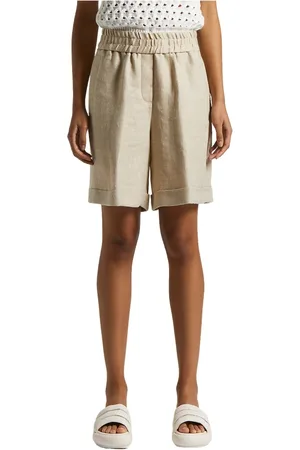 PESERICO SIGN Shorts, Dame, , L, Linned, Herringbone viskose-linned-silke bermudashorts