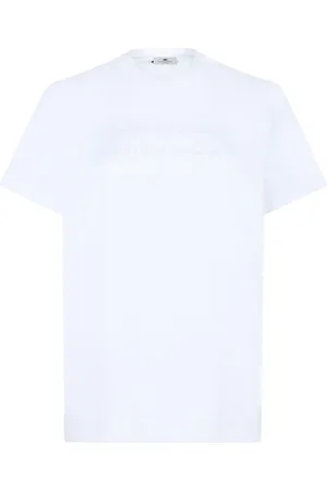 Elisabetta Franchi Top, Dame, Hvid, L, Bomuld, Hvidt Logo Broderet T-Shirt