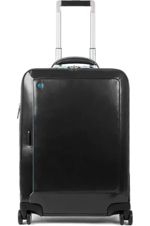 Piquadro Kuffert, Dame, Sort, ONE SIZE, Læder, Sort læder trolley taske til PC og iPad