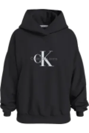 Calvin Klein Sweathshirts & Hoodies, Dame, Sort, XS, Sort Oversized Hoodie med Hvidt Logo