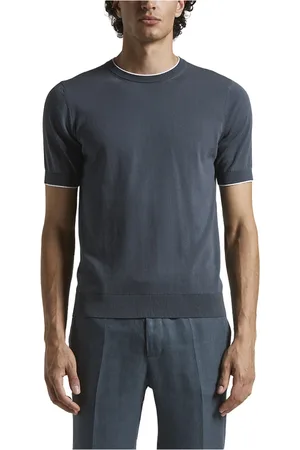 PESERICO SIGN Strik, Herre, Blå, 2XL, Bomuld, Ren bomuld t-shirt
