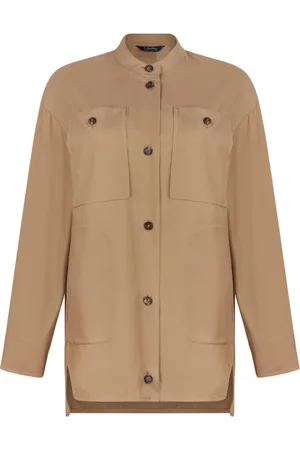 Max Mara Jakke, Dame, Brun, S, Bomuld, Beige Cara Jakke med knaplukning
