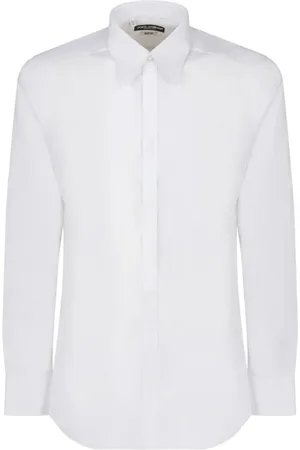 Dolce & Gabbana Skjorte, Herre, Hvid, L, Hvid Poplin Skjorte med Spids Krave