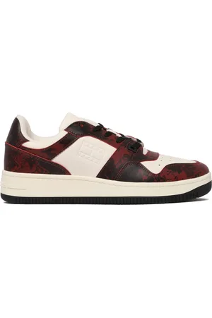 Tommy Hilfiger Sko, Herre, Flerfarvet, 42 EU, Lave Top Sneakers i Hvid, Sort og Rød