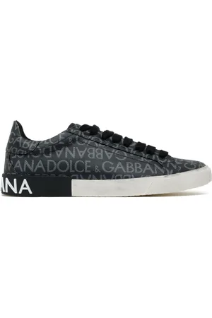 Dolce & Gabbana Sko, Herre, Grå, 42 EU, Logo Print Portofino Sneakers