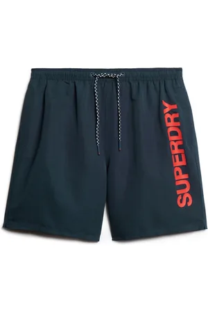 Superdry Badetøj, Herre, Blå, L, Polyester, Grafiske badebukser i blå polyester
