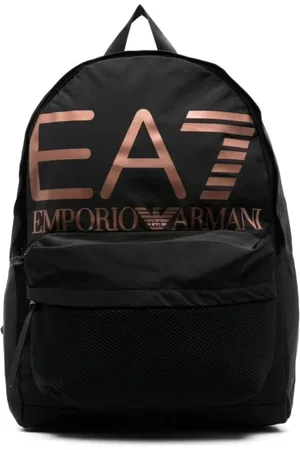 EA7 Taske, unisex, Sort, ONE SIZE, Uld, Casual sort rygsæk med rose guld logo