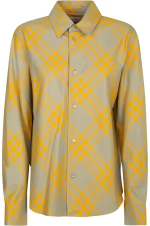 Burberry Bluser & Skjorter, Dame, Gul, XS, Bomuld, Tjekket bomuldsskjorte