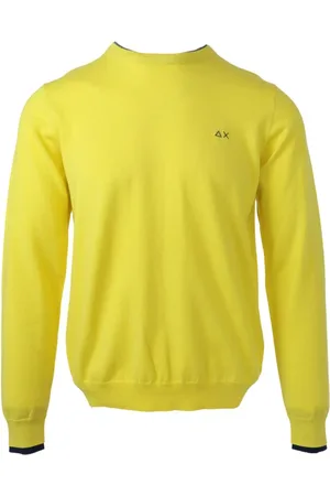 sun68 Strik, Herre, Gul, M, Bomuld, Herre Strik Rund Hals Sweater