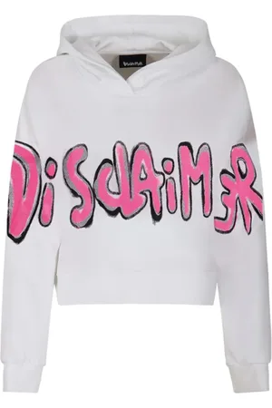 DISCLAIMER Sweathshirts & Hoodies, Dame, Hvid, S, Bomuld, Crop Jersey Hættetrøje Urban Stil
