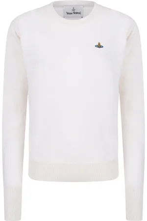 Vivienne Westwood Strik, Dame, Hvid, L, Hvid Orb Broderet Jumper