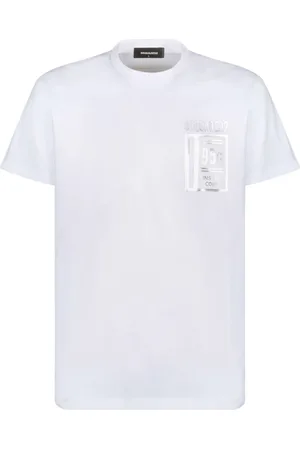 Dsquared2 Top, Herre, Hvid, 3XL, Bomuld, Hvid Logo Print T-Shirt