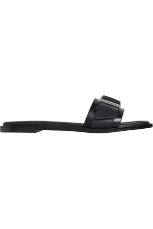 Calvin Klein Sko, Dame, Sort, 39 EU, Læder, Sorte Flade Slide Sandaler Kvinder