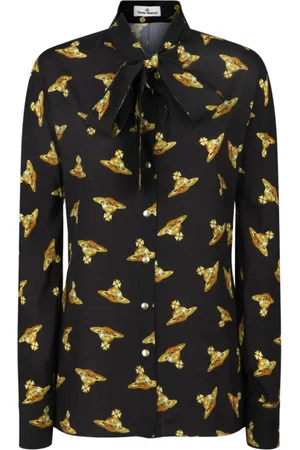 Vivienne Westwood Bluser & Skjorter, Dame, Sort, XS, Uld, Sort Logo Trykt Skjorte