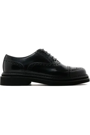 Dolce & Gabbana Sko, Herre, Sort, 45 EU, Sorte flade sko Francesina Derby-stil