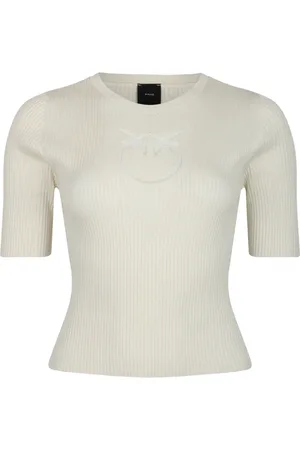 Pinko Strik, Dame, , M, Bomuld, Love Birds Ribbed Top