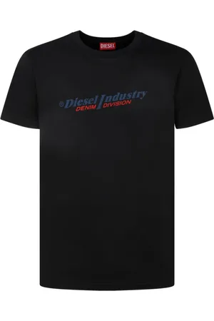 Diesel Top, Herre, Sort, XS, Bomuld, Sort Logo Print T-Shirt
